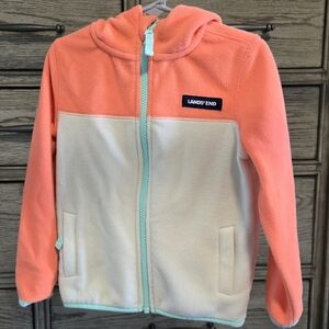 Lands' End Kids Coral and Cream Zip-Up Hoodie